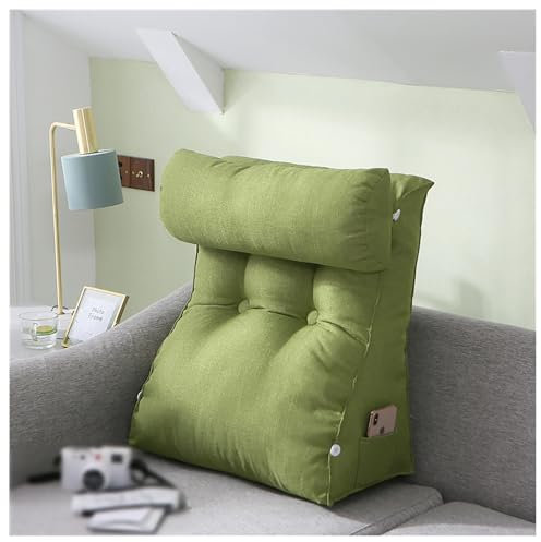 TYBEITAO Lesekissen Für Bett 55 * 30 * 60 cm, Rückenlehne Kissen mit Abnehmbarer NackenstüTze und Waschbarer Bezug, Keilkissen Bett Kopfteil zum Lesen,Entspannen,Fernsehen,Green