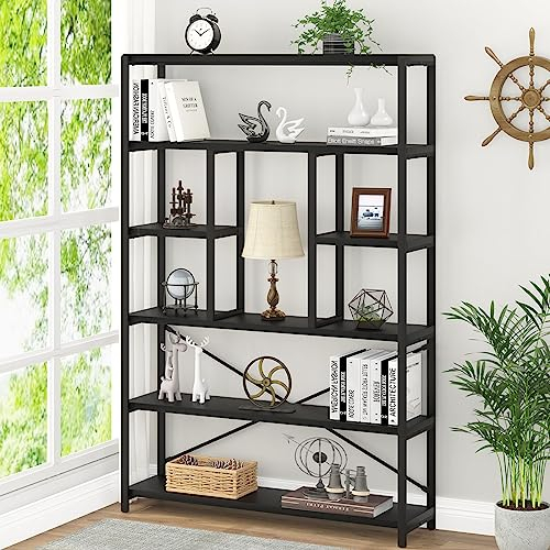 Mudmasa Bücherregal mit 6 Ebenen, Regal, Standregal, Büro-Bücherregal, Industrie, Metall Freistehendes Regal für Wohnzimmer, Bad, Küche, Flur, 30 x 120 x 180 cm, Schwarz