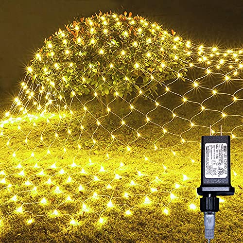 Joycome Lichternetz Außen 3x2m 200 LED Lichterkette Netz Außen mit Stecker, 8 Modi Lichternetz Innen Wasserdicht Mesh Weihnachtsbeleuchtung für Büsche Garten Baum Zimmer Balkon Party - Warmweiß