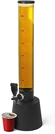 WHITEUQ Distributeur de bière, fût de bière, Tour de Boisson, 3 L, Grande Bouteille de vin, Distributeur de jus, Machine à bière (Noir 20 x 20 x 85,5 cm)