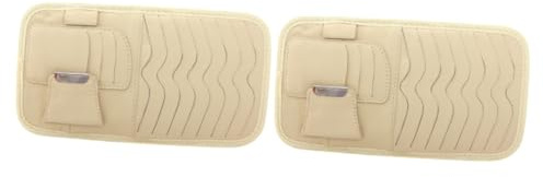 ULTECHNOVO 2stücke Auto Sonnenblende Aufbewahrungstasche Multifunktionale Cd-organizer Hülle Für Sonnenblende Für Brillen Karten Und Persönliche Gegenstände Beige