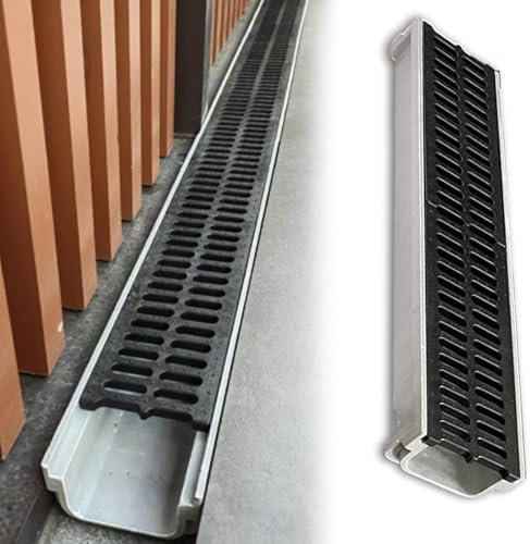 ZIFTtyA Dachrinnen aus Beton, Abflüsse und Gitterrostsysteme for Terrassen und Einfahrten, Wasserlauf-Entwässerungsabdeckungen, oberirdische Regenrinnen