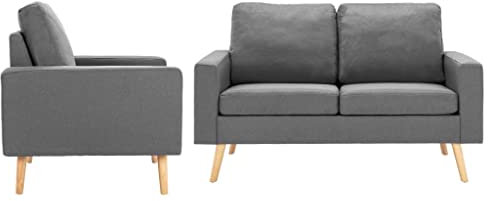 CINDERFUL 2-TLG. Sofagarnitur Stoff Hellgrau,Komfortable Couchgarnitur aus Stoff für Ihr Wohnzimmer Hellgrau Möbel, Wohnzimmer