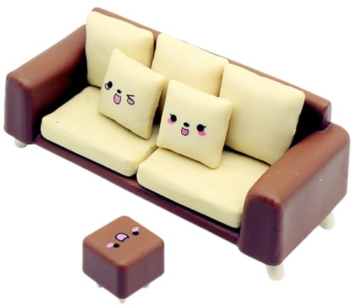 ifundom 1 Set Puppenhaus Sofa Puppe Prinzessin Couch Puppenhaus Mini Sofa Miniatur Szene Sessel Puppensofa Und Hocker Puppenhaus Wohnzimmer Dekoration Mini Puppenhaus Zubehör Kunststoff