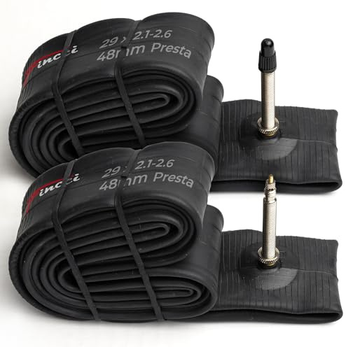 Fincci 29 Zoll MTB Schlauch - Paar Fahrradschlauch 29 x 2.1 x 2.2 x 2.3 x 2.4 x 2.5 x 2.6 Zoll mit Französisches Ventil Presta 48mm - Schläuche für Mountainbike, E Bike, Rennrad Fahrrad - 2er Pack