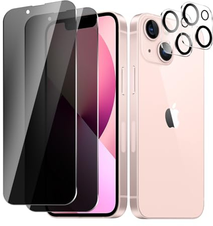 BEISHKJ[2+ 2-pack]For iPhone 13 Mini Ultra Privacy Screen Protector + Camera Lens Protector, HD Tempered Glass Film, Easy to Install, 9H Hardness, Scratch-resistant, Bubble-free iPhone 13 Mini