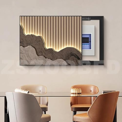 Generisch Sicherungskasten Abdeckung Wandmontiert Schrank Stromverteiler Kreativ Flip-Cover Dekoratives Bild Verteilerkastens Gemälde Ausblenden Für Büro Esszimmer Heimdekoration,09,W40*H30cm