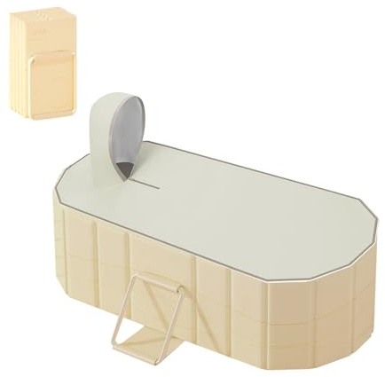 Tragbare Badewanne Erwachsene, Faltbare Mobile Badewanne mit Deckel, Sitz & Ablaufschlauch, 120x55cm, 5-fach Wärmeverstärkung, Klappbadewanne zum Vollbad für Zuhause