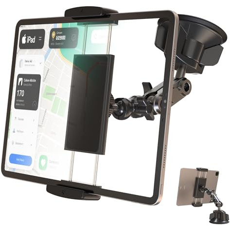 VasSmtCPH Tablet Mount for Truck Car ipad Holder Suction Cup Phone Stand for Windshield Dash Wall Vehicle Desk，360° Metal Bracket for 4.7-13 Tablet iPad Pro Air Mini iPhone