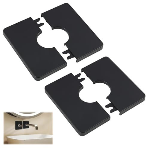 Lot De 2 Cache-Tuyaux Carrés Autocollants En Plastique ABS Pour Tuyau De Douche De 27 Mm De Diamètre, Couvercles Décoratifs Noirs Pour Toilettes, Salles De Bains Et Cuisines, Cache-rosaces Pour Tuyaux