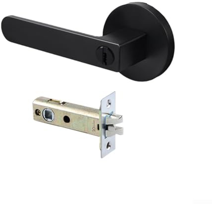 Serrure de poignée de porte intérieure avec clé de sécurité pour salle de bain (noir)