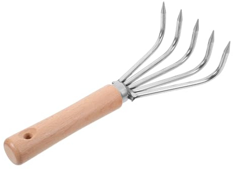 LIFKOME Râteau de Jardin Robuste à Main avec Manche Ergonomique Dents Fines pour Aérer et Désherber avec Précision Outil Acier Inoxydable pour Petits Travaux de Jardinage