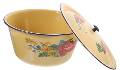 OUNONA Pentola Smaltata per Cucina Design Ergonomico e Alta Resistenza al Calore, Pentola Multifunzione per Stufati e Zuppe in Uso Domestico Stile Casuale