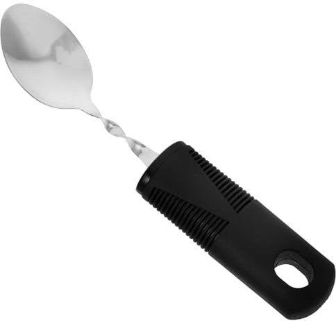 SOIMISS Cuchara Adaptada de Acero Inoxidable con Mango Flexible Antideslizante Utensilio con Peso y Curvatura Ajustable para con Discapacidad Ayuda para Comer y Rehabilitación Color