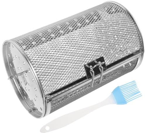 Alasum Panier de Four en Acier Inoxydable avec Cage de Rôtissage Rotative Solide et Brosse Incluse, pour Cuisson Four et Grillade Cuisine Couleur Aléatoire