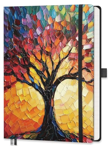 AUTEMPO A5 Graph Journal Notebook, 192 Pages, Hardcover, Colorful Tree | Squared Notepad Grid Paper with 100 GSM Paper, for Men & Women, Math, Engineering, School, Work, 14.5 x 21cm