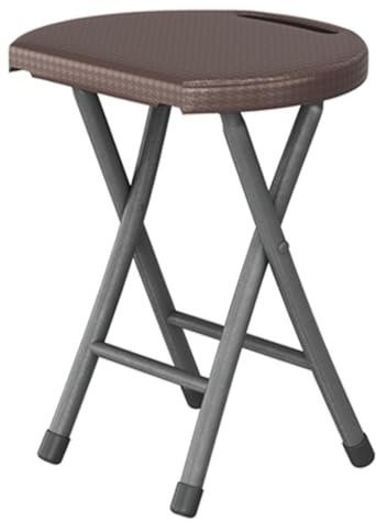 Sgabello pieghevole portatile, 45,7 cm, leggero, capacità 99,8 kg, sedia con manico, ideale per uso interno/esterno, seduta compatta marrone perfetta per campeggio e viaggi
