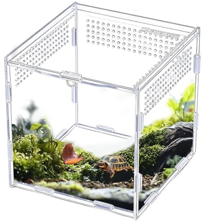 Yanayi Reptile Enclosure - Acrylic Clear Tank | Gecko Enclosure,for Small Reptiles, Spiders, Geckos, Lizards, Snakes, Frogs, Breeding
