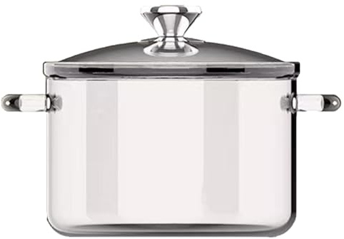 Marmite en verre pour la cuisson sur la cuisinière, marmites à mijoter en Borosilicate transparent de 3, 5 l, casserole Anti-brûlure à Double oreille avec couvercle en acier