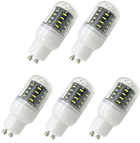 Aoxdi GU10 Lampada LED 4W, Bianco Fredda, 36 SMD 4014 LED Mais Lampadina Bulbo Faretto Alogena Lampadine a Risparmio energetico, AC220-240V, Pacco da 5 Pezzi