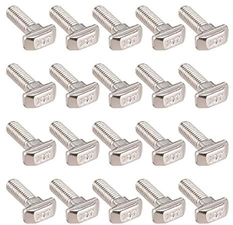 sourcing map 20 Stücke M8 Gewinde 25mm T-Nut Einsteckbolzen Gleitschraubenbolzen Kohlenstoff Stahl für europäisches Standard-Aluminiumprofil der Serie 40