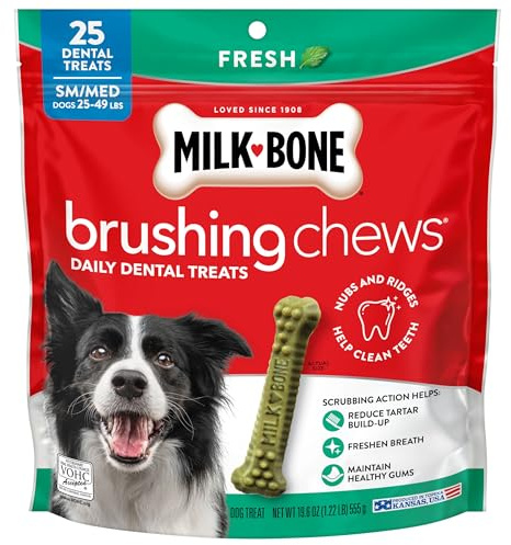 Milk-Bone Brushing Chews Original Chicken Flavor Daily Dental Dog Treats, Small/Medium, 19.6 Oz. Bag