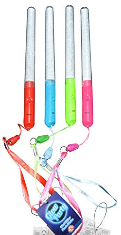 Glowtopia LED-Mini-Glitzerstäbchen, blinkend, wiederverwendbar, 19 cm, 4 Farben erhältlich (4 Stück, gemischte Auswahl)