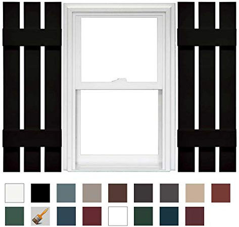 Mid America Board and Batten 12 3 Board Spaced Vinyl Standard Shutter (1 Pair) - 12 x 39 002 Black