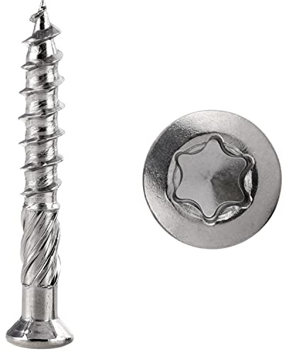 FASTON® Terrassenschrauben 5x50 mit CUT-Spitze TORX TX Edelstahl C1 (100 Stück) Schneidkerbe Terrassenbau Terassenbauschrauben Innensechsrund
