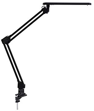 Alco-Albert - LED Schreibtischlampe mit Tischklemme 20 LEDs 7W schwarz | Flexible Klemmleuchte mit stufenlos verstellbarem Arm, für Schreibtisch, Werkbank und Regal