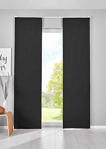 Gardinenbox 2er Set Verdunkelung Schiebegardinen »Newyork« HxB 145x60 cm Schwarz Flächenvorhänge Paneelwagen Blickdicht Thermo-Schiebevorhang, 202020680-2