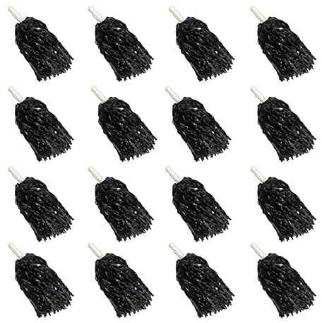 Cheerleading-Pompons, Metallfolie, Kunststoff, mit Taktstockgriff, für Spiel, Sport, Mannschaften, Tanzen, Party, Fußball, Basketball, Club, Geist, Sport, Bühne, Performance, Feier, Schwarz, 16 Stück