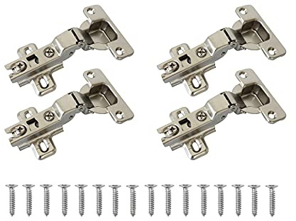 LIKERAINY 95 Grado Semi-solapado Bisagra 35mm sin Amortiguador con Tecnología de Deslizamiento Solapado Lateral Central Bisagras para Puertas de Mueble Armarios de Cocina 4 Pcs