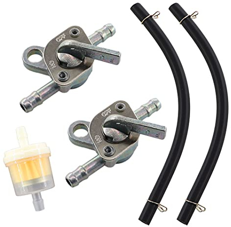 MCHNIC 6mm Benzinhahn Kraftstoffhahn mit Benzinfilter Benzinschlauch für 50cc 70cc 90cc 110cc 125cc 140cc 150cc Moped Mofa Motorrad Quad Dirt Bike ATV mit Schlie Funktion