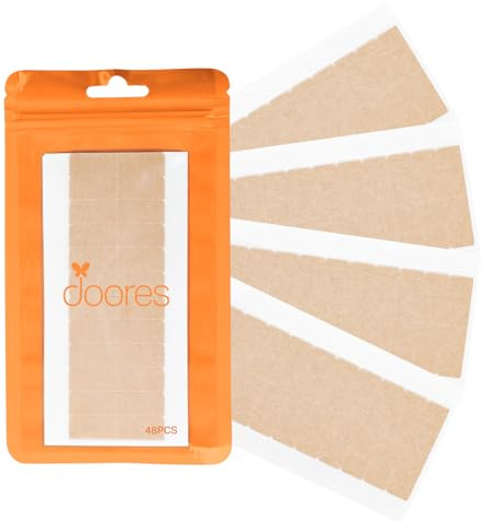 DOORES Cinta Para Extensión de Cabello Adhesivo Fuerte Sin Residuos de Repuesto Cintas de Doble Cara Duraderas para Extensiones de Cabello, 48 Piezas(4 x 1 cm)