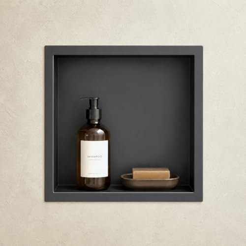 Mai & Mai Duschnische Bad aus Edelstahl Schwarz 30cm x 30cm x 8,3cm | Wandnische Dusche Duschregal befliesbar, einfache Montage im Bad, Vertikal oder horizontal installierbar, MBK01