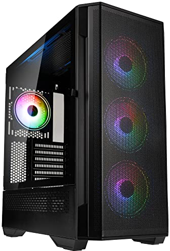 Kolink Observatory Y Mesh ARGB Midi Tower Case - Black, Tempered Glass, ATX