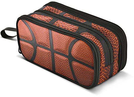 Stor kapacitet basketboll textur pennfodral dragkedja pennväska påse hållare låda kosmetisk sminkväska resväskor för flicka pojke affärer kontor