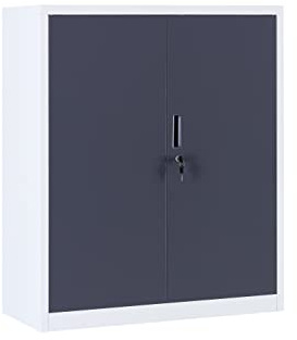 MMT Furniture Designs Ltd Gabinete de almacenamiento de metal para oficina, dormitorio, sala de estar, cocina, garaje, armario de almacenamiento con cerradura de 42 pulgadas con 2 estantes ajustables