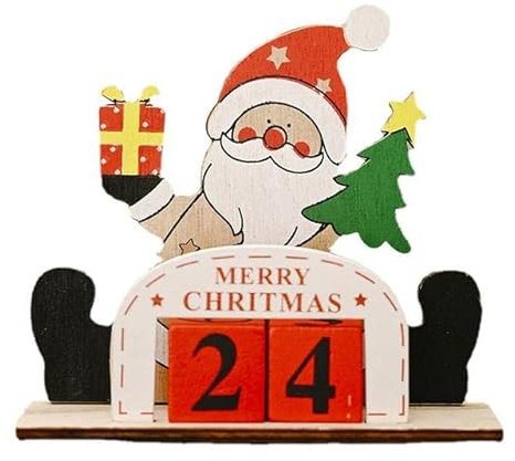 NOBRIM Desktop-Kalender Holzblock Weihnachten Tischkalender Holzblöcke Dekoration Weihnachten Countdown Kalender Tischdekoration für Office Home Desktop