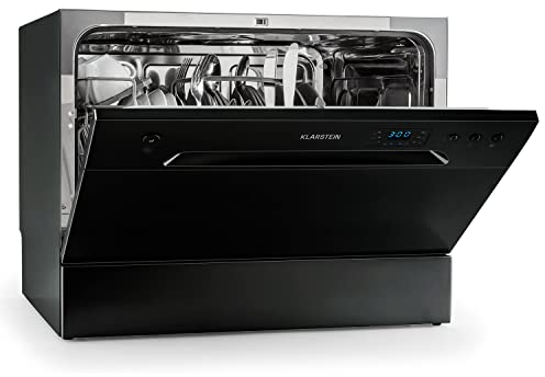 Klarstein Lavastoviglie 8 Coperti, Libera Installazione Silenziosa con 6 Programmi di Lavaggio, Mini da Tavolo Compatta e Facile da Installare, Piccola Lavastoviglie Perfetta per Spazi Ridotti