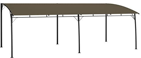 Homgoday Pavillon Gartenpavillon Überdachung Terrassenpavillon Anbaupavillon Sonnenschutz Witterungsbeständig Gartenzelt Partyzelt Pergola Garten Terrasse Balkon 6x3x2,55 m Taupe