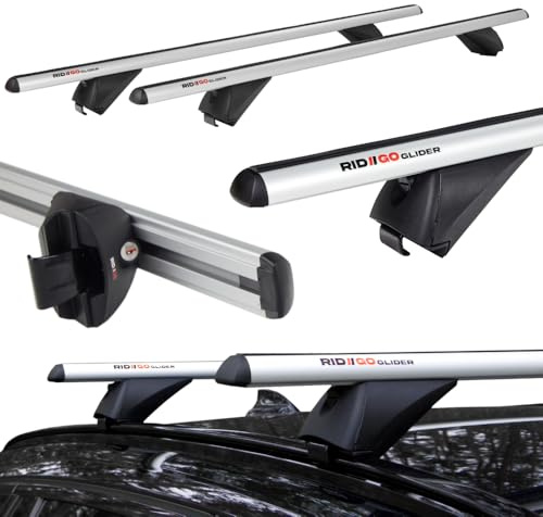 RIDIGO Glider Dachträger für Cupra Leon 4 IV KL ST ab 2020 | Aluminium, 75 kg Tragkraft, geschlossene Dachreling, Silber