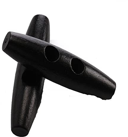 Yurosiay 50 Stück 3cm Holz Oval Knebelknöpfe Olive Form Holzknöpfe 2 Löcher Holzknöpfe Knebel Zum Annähen Mantelknöpfe Jackenknöpfe Knebelverschluss Holz für Nähen DIY Handwerk Schwarz