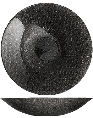 H&H Charme Centrotavola in Vetro Black Glitter, 40cm