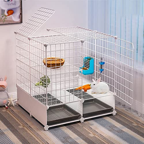 DEUYO Kaninchenkäfig, Kaninchenkäfig, Abnehmbarer Kaninchenkäfig, Kaninchenkäfig mit auslaufsicherer Schale für drinnen und draußen, geeignet für kleine Tiere wie Kätzchen, Kaninchen, Chinchillas,