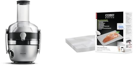 Philips Avance Collection Entsafter für Obst und Gemüse & CASO Profi- Folienbeutel 25x35 cm / 50 Beutel
