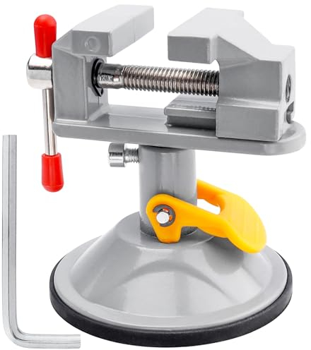 Treki Universal Mini Bench Vise, 360 Degree Small Table Top Vice Mini Suction Vise Clamp Mini Drill Press Vise Suction Cup for Jewelry Nuclear Watch Repairing DIY Craft Sculpture Clip