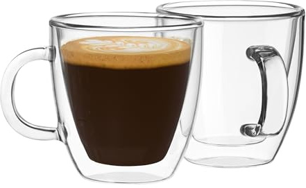 Mindful Design Double Wall Insulated Glasses Espresso Cups (Set of 2) - 5.4-Ounce Mugs
