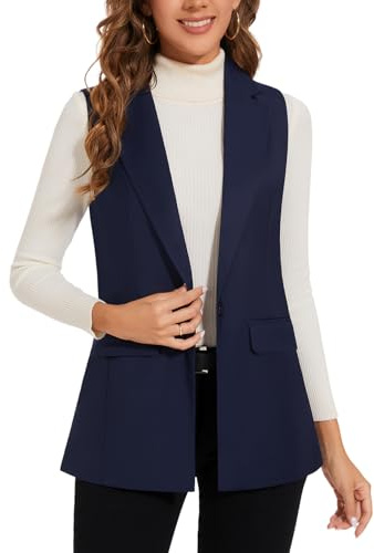 LADI TREND Gilet da donna a maniche lunghe, blazer per ufficio, completamente foderato, giacca con un bottone, gilet, XXL